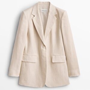 Massimo Dutti linen blazer two buttons beige size US 6, great condition